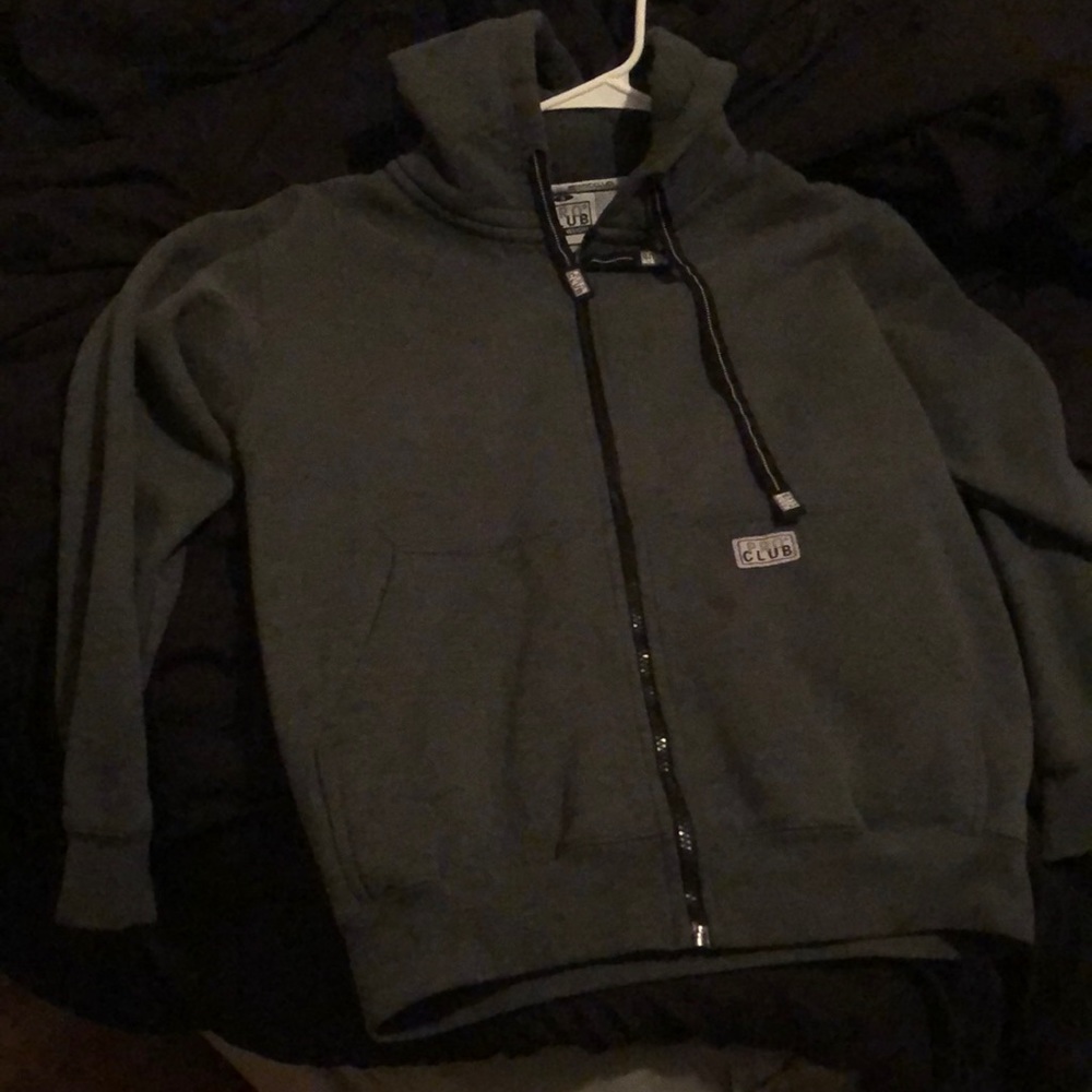 Grey pro club zip up hoodie